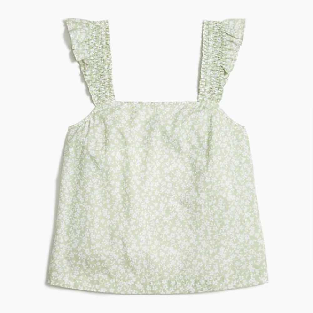 J Crew Factory. Size Small. Smocked Ruffle-Shoulder Tank Top